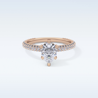 0.81 CT Hidden Halo & Pave Engagement Ring Featuring Pear Moissanite