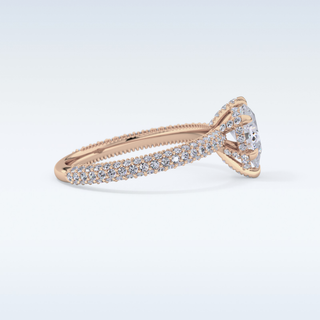 0.81 CT Hidden Halo & Pave Engagement Ring Featuring Pear Moissanite
