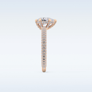 0.81 CT Hidden Halo & Pave Engagement Ring Featuring Pear Moissanite