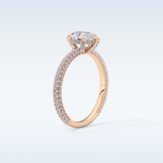 0.81 CT Hidden Halo & Pave Engagement Ring Featuring Pear Moissanite