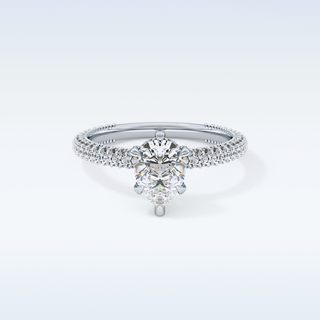 0.81 CT Hidden Halo & Pave Engagement Ring Featuring Pear Moissanite