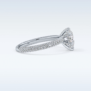 0.81 CT Hidden Halo & Pave Engagement Ring Featuring Pear Moissanite