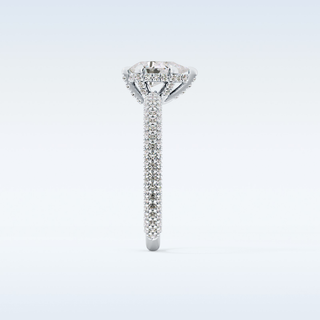 0.81 CT Hidden Halo & Pave Engagement Ring Featuring Pear Moissanite