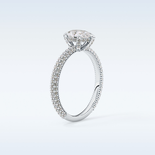 0.81 CT Hidden Halo & Pave Engagement Ring Featuring Pear Moissanite