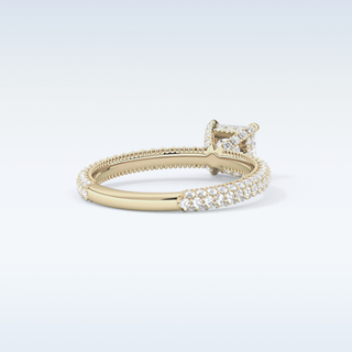 0.78 CT Hidden Halo & Pave Engagement Ring Featuring Princess Moissanite