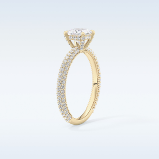 0.78 CT Hidden Halo & Pave Engagement Ring Featuring Princess Moissanite