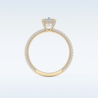0.78 CT Hidden Halo & Pave Engagement Ring Featuring Princess Moissanite