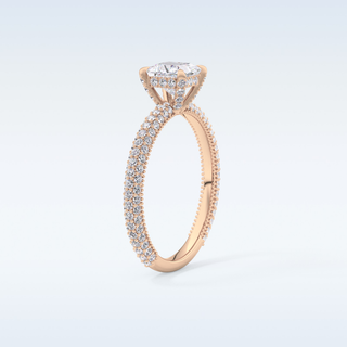 0.78 CT Hidden Halo & Pave Engagement Ring Featuring Princess Moissanite