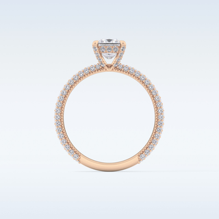 0.78 CT Hidden Halo & Pave Engagement Ring Featuring Princess Moissanite