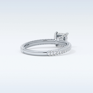 0.78 CT Hidden Halo & Pave Engagement Ring Featuring Princess Moissanite