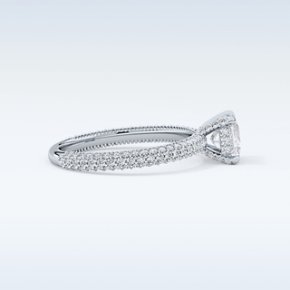 0.78 CT Hidden Halo & Pave Engagement Ring Featuring Princess Moissanite