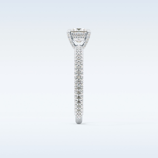 0.78 CT Hidden Halo & Pave Engagement Ring Featuring Princess Moissanite