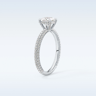0.78 CT Hidden Halo & Pave Engagement Ring Featuring Princess Moissanite