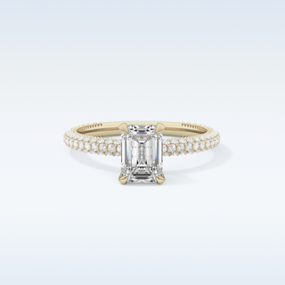 1.12 CT Hidden Halo & Pave Engagement Ring Featuring Emerald Moissanite