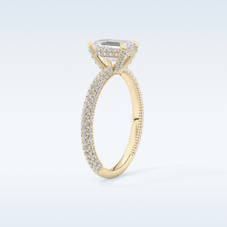 1.12 CT Hidden Halo & Pave Engagement Ring Featuring Emerald Moissanite