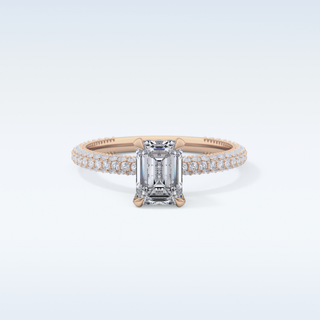 1.12 CT Hidden Halo & Pave Engagement Ring Featuring Emerald Moissanite