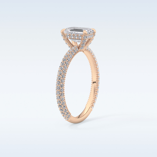 1.12 CT Hidden Halo & Pave Engagement Ring Featuring Emerald Moissanite