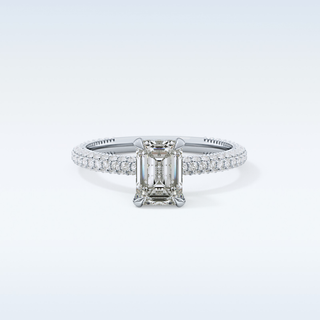 1.12 CT Hidden Halo & Pave Engagement Ring Featuring Emerald Moissanite