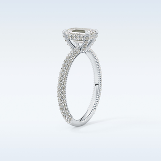 1.12 CT Hidden Halo & Pave Engagement Ring Featuring Emerald Moissanite