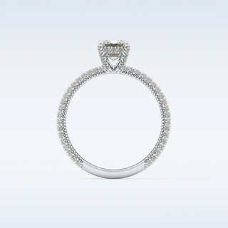 1.12 CT Hidden Halo & Pave Engagement Ring Featuring Emerald Moissanite