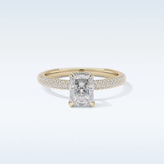 1.33 CT Hidden Halo & Pave Engagement Ring Featuring Radiant Moissanite
