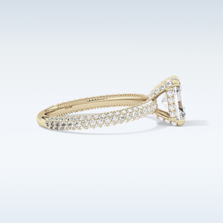 1.33 CT Hidden Halo & Pave Engagement Ring Featuring Radiant Moissanite