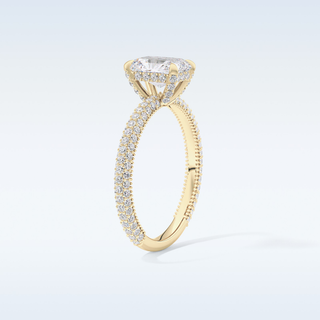 1.33 CT Hidden Halo & Pave Engagement Ring Featuring Radiant Moissanite