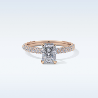 1.33 CT Hidden Halo & Pave Engagement Ring Featuring Radiant Moissanite