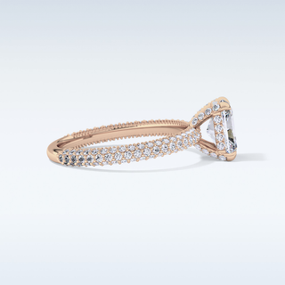 1.33 CT Hidden Halo & Pave Engagement Ring Featuring Radiant Moissanite