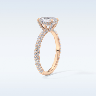 1.33 CT Hidden Halo & Pave Engagement Ring Featuring Radiant Moissanite