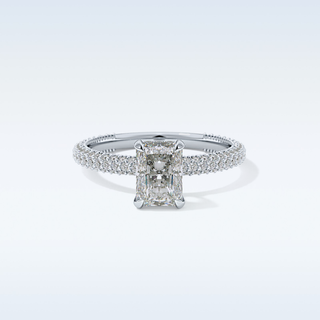 1.33 CT Hidden Halo & Pave Engagement Ring Featuring Radiant Moissanite