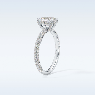 1.33 CT Hidden Halo & Pave Engagement Ring Featuring Radiant Moissanite