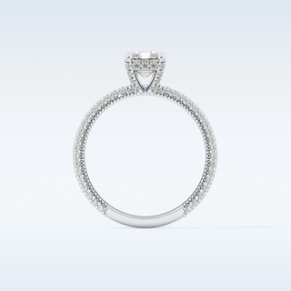 1.33 CT Hidden Halo & Pave Engagement Ring Featuring Radiant Moissanite