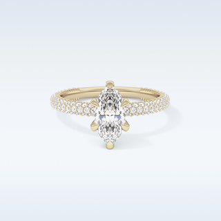 0.82 CT Hidden Halo & Pave Engagement Ring Featuring Marquise Moissanite