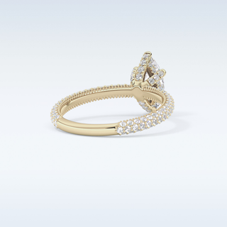 0.82 CT Hidden Halo & Pave Engagement Ring Featuring Marquise Moissanite