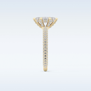 0.82 CT Hidden Halo & Pave Engagement Ring Featuring Marquise Moissanite
