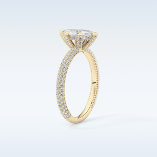 0.82 CT Hidden Halo & Pave Engagement Ring Featuring Marquise Moissanite