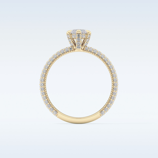 0.82 CT Hidden Halo & Pave Engagement Ring Featuring Marquise Moissanite