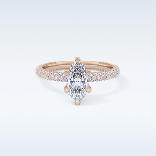 0.82 CT Hidden Halo & Pave Engagement Ring Featuring Marquise Moissanite