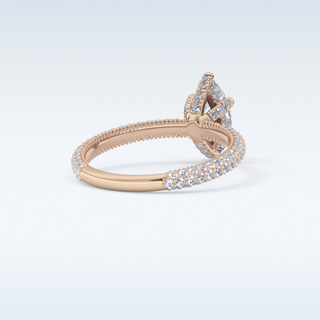 0.82 CT Hidden Halo & Pave Engagement Ring Featuring Marquise Moissanite