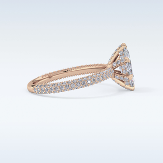 0.82 CT Hidden Halo & Pave Engagement Ring Featuring Marquise Moissanite