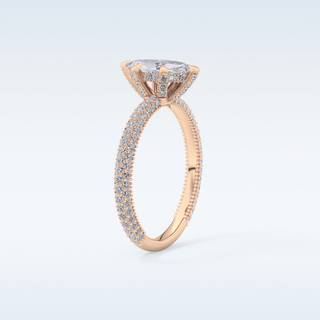 0.82 CT Hidden Halo & Pave Engagement Ring Featuring Marquise Moissanite