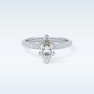 0.82 CT Hidden Halo & Pave Engagement Ring Featuring Marquise Moissanite
