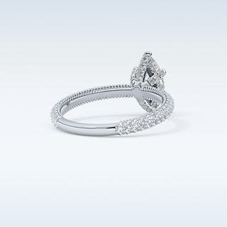 0.82 CT Hidden Halo & Pave Engagement Ring Featuring Marquise Moissanite