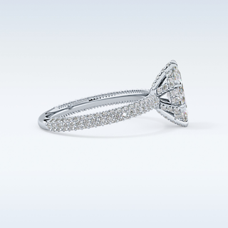 0.82 CT Hidden Halo & Pave Engagement Ring Featuring Marquise Moissanite