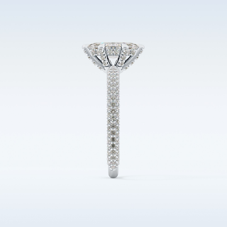 0.82 CT Hidden Halo & Pave Engagement Ring Featuring Marquise Moissanite