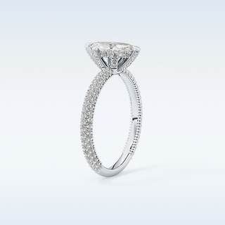 0.82 CT Hidden Halo & Pave Engagement Ring Featuring Marquise Moissanite