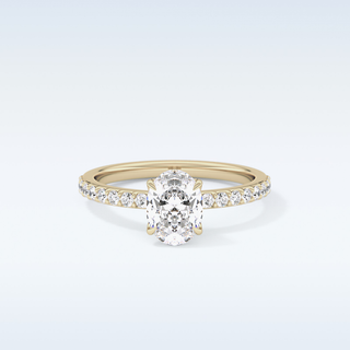 0.83 CT Pave Engagement Ring Featuring Oval Moissanite
