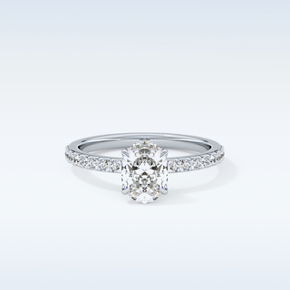 0.83 CT Pave Engagement Ring Featuring Oval Moissanite