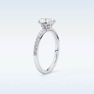 0.83 CT Pave Engagement Ring Featuring Oval Moissanite